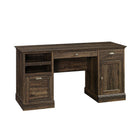 Sauder 59"W La Collection Barrister Lane Bureau Ministre - Finition Iron Oak-Deux tiroirs équipés de glissières métalliques et butées de sécurité