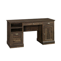 Sauder 59"W La Collection Barrister Lane Bureau Ministre - Finition Iron Oak-Deux tiroirs équipés de glissières métalliques et butées de sécurité