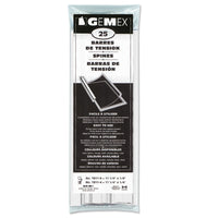 Gemex - Barres de tension pour Couverture de Présentation,Blanc, Format Lettre, 11'', 1/4'' Capacité, 25 Pqt-Les barres de tension de Gemex lient et présentent les feuilles et documents non perforés de manière professionnelle et attrayante tout en s’assurant que vous puissiez les consulter et préserver à long terme