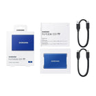 Samsung - T7 1To USB 3.2 Gen. 2 Disque SSD Portatif - Bleu-C'est entouré dâ'un boîtier métallique qui protège les données contre les chutes allant jusqu'à 6 mètres