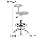 Flash Furniture – Tabouret de dessinateur éclatant de 30,5 po avec siège tracteur, argenté (LF215SILVER)-Appui-pieds circulaire en chrome