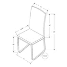 Monarch Specialties - 1094 Chaise - Simili-Cuir Gris/Chrome - Paquet de 2-Dimensions : 7 haut. x 34 larg. x 21 prof. (po)