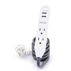 Staples - Limiteur de surtension à 3 prises avec 2 ports USB, 400 joules, cordon de 6 pi, câble tressé noir (53048)-Rallonge et port USB avec protection de l’alimentation