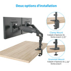 ShoppingAll Support de bureau à pince pour moniteur à double ressort à gaz entièrement réglable - Noir-Le support de bureau peut être fixé par une pince en C (épaisseur max 85 mm) ou par un œillet (épaisseur max 60 mm) sur n'importe quelle surface