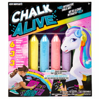 Chalk Alive La licorne et ses amis-Utilise les craies pour colorier les pochoirs réutilisables