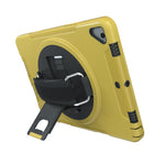 Étui de protection CTA Digital avec béquille rotative pour iPad 10.2" Gen 7 et 8, Air 3 et 10.5" Pro - Jaune-Poignée rotative à 360 degrés avec dragonne confortable et redimensionnable