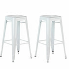 Plata Decor - Tolix 30"H Tabouret - Blanc - paquet de 2-Tabouret de comptoir
