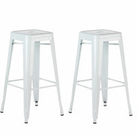 Plata Decor - Tolix 30"H Tabouret - Blanc - paquet de 2-Tabouret de comptoir