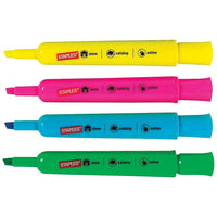 Staples – Surligneurs traditionnels à pointe biseautée, couleurs variées, paquet de 12-Pointe biseautée conçue pour surligner avec des traits minces ou larges   
