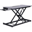 Rocelco - Élévateur de bureau réglable assis/debout de 31,5 po avec tapis anti-fatigue - Noir-Dispose d'un emplacement de 10,5 pouces de large pour une tablette ou un téléphone.