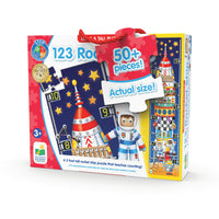 The Learning Journey - Casse-têtes géants - Fusée 123-Apprendre à compter - Cette fusée est un moyen super amusant d’apprendre à compter; plus la fusée s’allonge, plus l’enfant rencontre de chiffres, ce qui lui apprend l’ordre des chiffres de façon amusante