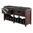 Winsome – Banc coussiné Colin avec paniers-Fabriqué avec une combinaison de bois et de bois composite avec un fini cappuccino.  Assemblage requis.