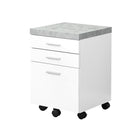 Monarch Specialties - 7051 Classeur 3 Tiroirs - Blanc/Simili-Ciment-Comprend 5 roulettes facilitant la mobilité (2 blocables)