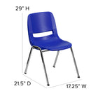 Flash Furniture – Chaise coquille empilable et ergonomique Hercules avec cadre chromé, siège de 16 pouces, bleu marine-Rails de double soutien