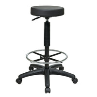 Work Smart - Tabouret avec support pour pieds réglable, noir-Réglage pneumatique de la hauteur