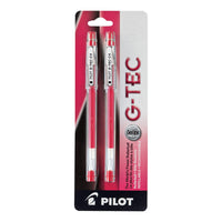 Pilot - Stylos G-Tec à encre gel – 0,4 mm – rouge – paquet de 2-Encre bio polymer prévenant les bavures et offrant toujours la plus grande douceur d'écriture