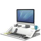 Fellowes - Poste de travail assis-debout Lotus - Blanc-Polyvalence : Ses 22 réglages en hauteur différents vous permettent de travailler dans la position qui vous convient le mieux