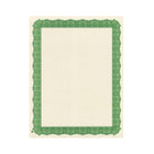 Geographics - Certificats de bordure verte papier cartonné - 8,5" x 11" - Papier de canne à sucre - Paquet de 15-Papier de canne à sucre naturel non blanchi avec bordure verte