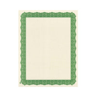 Geographics - Certificats de bordure verte papier cartonné - 8,5" x 11" - Papier de canne à sucre - Paquet de 15-Papier de canne à sucre naturel non blanchi avec bordure verte