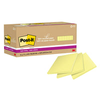 Post-it - Feuillets super collants entièrement faits de papier recyclé - 3 po x 3 po - jaune canari - Paquet de 24 -Les Feuillets super collants Post-it collent et recollent pour que vos idées ne passent pas inaperçues