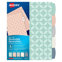 Intercalaires réversibles Big Tab Avery, motif ombré, 5 onglets-Réversible, couleurs assortis, 5 onglets
