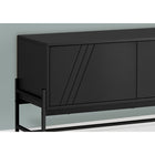 Monarch Specialties - 2734 Meuble Tv - 60 po L/Noir/Metal Noir Avec D'Entreposage-Comprend 2 trous cachés pour la gestion des fils, l'un derrière l'armoire fermée et l'autre derrière l'étagère ouverte pour garder les cordons propres et hors de vue