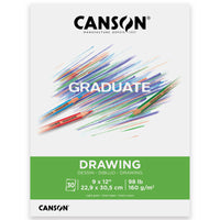 Canson - Bloc à dessin Graduate - 9 po L x 12 po H - couverture rabattable - 30 feuilles - (C31250P036)-Un bloc à dessin dynamique, durable et legerement texture pour la pratique artistique et l'etude des cours d'art