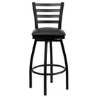 Flash Furniture – Tabouret de bar pivotant HERCULES en métal noir, dossier à traverses horizontales, assise en vinyle noir-Tabouret de bar en métal