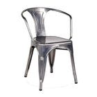 Nicer Furniture - fauteuil industriel empilable de style Tolix A - gris acier - paquet de 4-Chaise à accoudoirs pour intérieur/extérieur