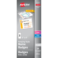 Avery Porte-nom, style cordon, blanc, paq./24-Porte-nom genre cordon Avery, 74465