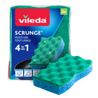 Vileda Éponge à récurer Scrunge Tout Usage - Paquet de 2-Offre un nettoyage 4 en 1; élimine la saleté tenace, n'égratigne pas, se rince facilement et dure longtemps