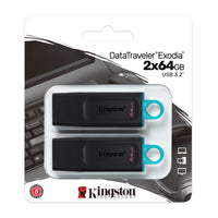 Kingston - DataTraveler Exodia USB 3.2 - 64 Go - Paquet de 2-Conforme USB 3.2 Gen 1