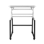 Rocelco - Ensemble rehausseur de bureau de luxe à hauteur ajustable de 40" et support au sol - Blanc / Noir-ASSEMBLAGE MINIMAL REQUIS: Les pieds de bureau debout se fixent en quelques minutes et vous êtes prêt à partir
