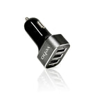 Veho – Chargeur de voiture triple USB 5V 5.1A VAA-010 pour tout dispositif à chargement USB-Petit design élégant en aluminium noir et gris cosmique, idéal pour les trajets de courte ou longue distance en voiture, tels que les trajets professionnels, les trajets scolaires ou les vacances en voiture