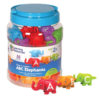 Learning Resources - Snap-n-Learn™ ABC Éléphants-Les éléphants colorés imprimés avec des lettres A-Z construisent l'alphabet et la motricité fine grâce à des jeux pratiques