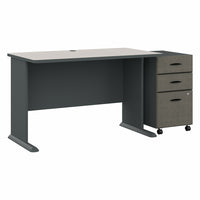 Bush Business Furniture - Bureau 48 po avec classeur mobile Cubix de, ardoise/blanc spectral-L’ensemble comprend : un bureau 48L x 27P et un classeur mobile à 3 tiroirs