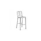 Nicer Furniture - tabouret de bar bleu marine - aluminium brossé - paquet de 2-Siège incurvé, conçu pour s'adapter à de longues heures d'utilisation sans effort physique.