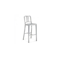 Nicer Furniture - tabouret de bar bleu marine - aluminium brossé - paquet de 2-Siège incurvé, conçu pour s'adapter à de longues heures d'utilisation sans effort physique.