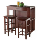 Winsome – Ensemble gagne-place Fremont, chariot de cuisine avec 2 tabourets, noyer (94331)-Abattant qui double la grandeur de la table