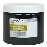 Handy Art Peinture au doigt lavable non toxique, 16 oz, noir, paquet de 6-Les peintures au doigt lavables Handy Art offrent une couleur vibrante à séchage rapide