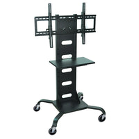 Luxor – Support mobile pour téléviseur à écran plat, noir (WPSMS51)-Cette plateforme mobile est robuste avec tous ses composants en acier. Elle glisse facilement sur ses 4 roulettes à roulement à billes (toutes verrouillables). La conception attrayante de ce meuble pour téléviseur comprend des pieds incurvés en métal et un élégant fini noir pulvérisé.