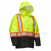 Forcefield - Veste de pluie avec capuchon à clipser, citron vert, très grand (023-HVRJLYT)-PU polyester citron vert