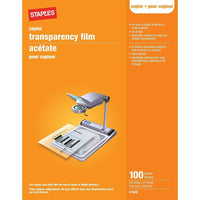 Staples - Film d'acétate pour copieur, 8 1/2 po x 11 po, paq./100-Pour les copieurs, couleur et monochrome