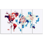 Designart – Imprimé sur toile, carte du monde rouge et bleu (PT2716-271)-Impression