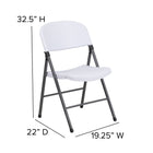 Flash Furniture – Chaise pliante en plastique HERCULES, capacité de 330 lb, blanc avec tubulure anthracite (DADYCD50WH)-Embouts protecteurs de plancher