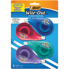 Ruban correcteur BIC Wite-Out EZcorrect, paquet de 4-Le ruban correcteur corrige facilement les erreurs sans l’aspect négligé et le temps d’attente qu’impliquerait un liquide correcteur