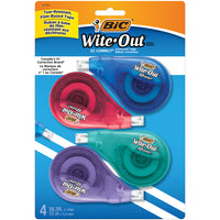 Ruban correcteur BIC Wite-Out EZcorrect, paquet de 4-Le ruban correcteur corrige facilement les erreurs sans l’aspect négligé et le temps d’attente qu’impliquerait un liquide correcteur