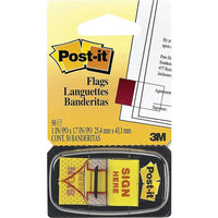 Post-it - Languettes , fléchettes « Sign Here », 1 po, jaunes avec texte rouge, paquet de 50-Pour vous assurer de ne manquer aucune signature