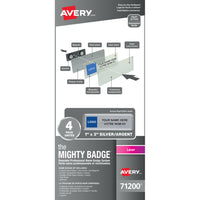Avery - The Mighty Badge compatible avec les imprimantes laser - Argent - 4 par paquet-Badges magnétiques