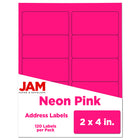 JAM Paper - Étiquette d'adresse laser/jet d'encre - 2 po x 4 po - Rose fluo fluo - Paquet de 120-Emballage anglais seulement
